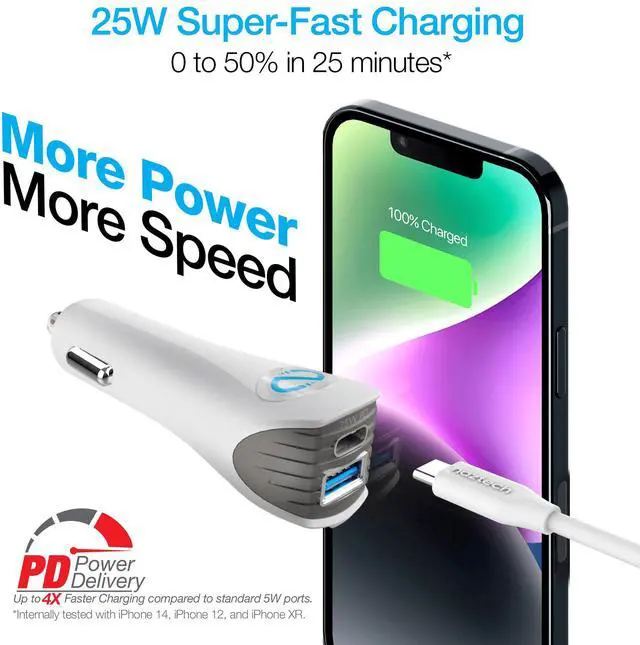 Alt view image 4 of 7 - Naztech N420 PD25W+2.4A Car Charger + C to MFI 4ft Cable