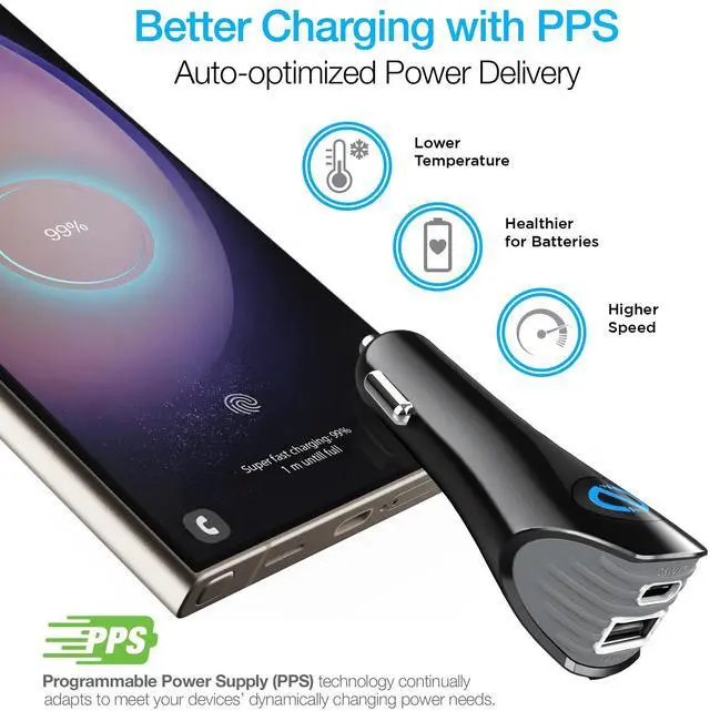 Alt view image 4 of 7 - Naztech N420 PD25W+2.4A  Car Charger + C - C Cable 4Ft