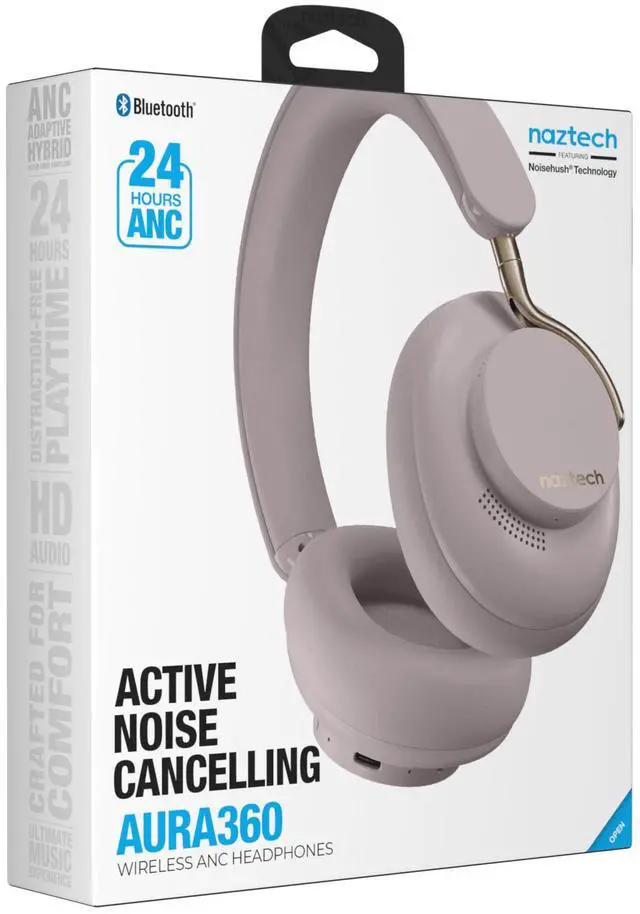 Alt view image 7 of 7 - Naztech Aura 360 ANC Wireless Headphones Grey