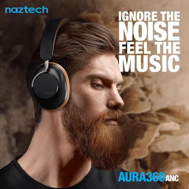 Alt view image 2 of 7 - Naztech Aura 360 ANC Wireless Headphones Brown