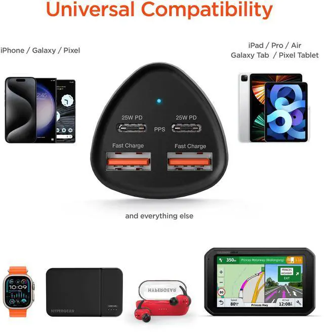 Alt view image 6 of 7 - HyperGear Speedboost Quad PD Car Charger