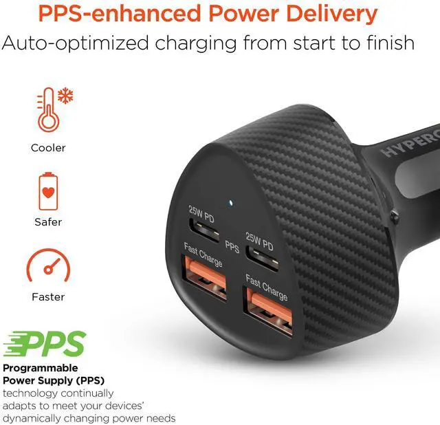 Alt view image 4 of 7 - HyperGear Speedboost Quad PD Car Charger