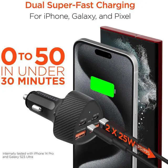 Alt view image 3 of 7 - HyperGear Speedboost Quad PD Car Charger