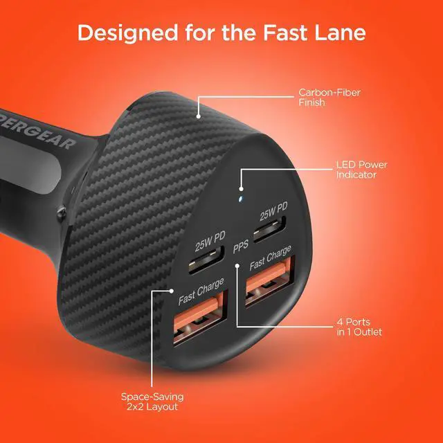 Alt view image 5 of 7 - HyperGear Speedboost Quad PD Car Charger