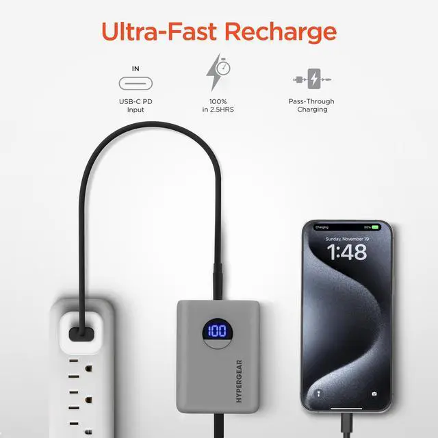 Alt view image 7 of 7 - HyperGear PowerPack PRO 10000mAh 20W Power Bank