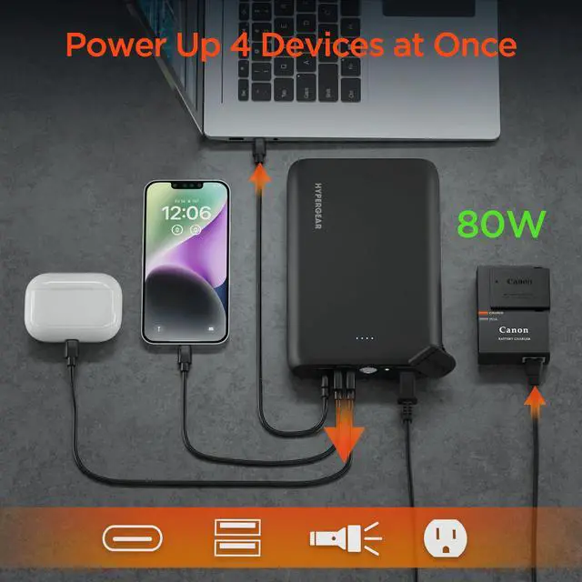 Alt view image 5 of 7 - HyperGear Power Brick 24000mAh AC Cell Phone and Laptop Power Bank