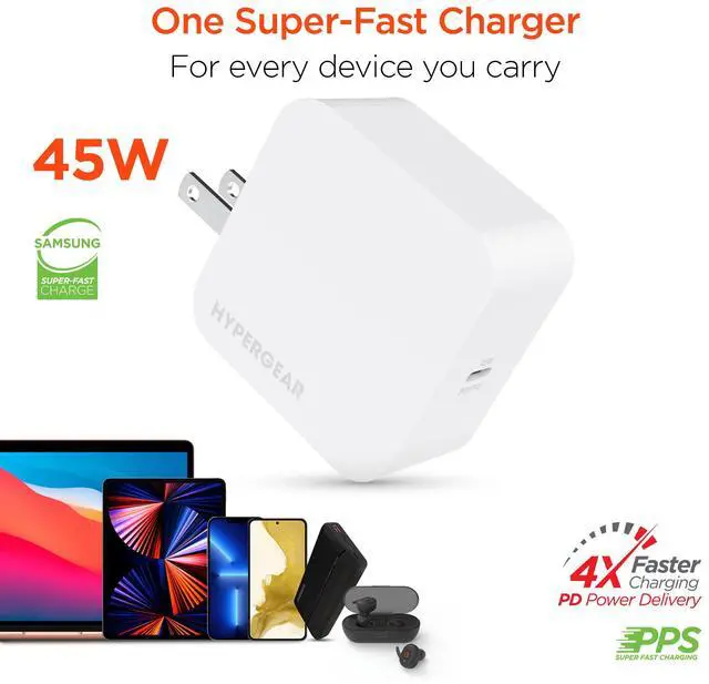 Alt view image 2 of 7 - HyperGear PD45W USB-C Wall Charger White