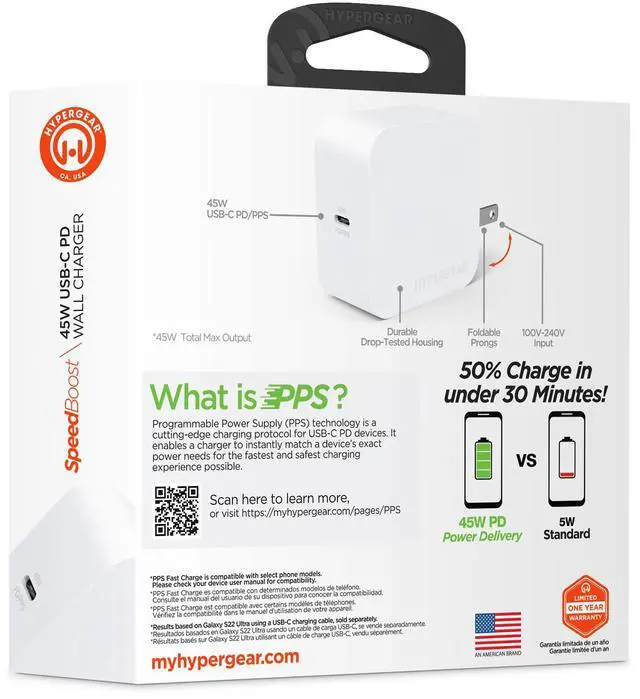 Alt view image 7 of 7 - HyperGear PD45W USB-C Wall Charger White