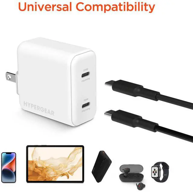 Alt view image 7 of 7 - HyperGear PD40W Dual USB-C Wall Charger