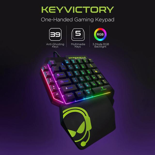 Alt view image 2 of 7 - HyperGear KeyVictory One-Handed Gaming Keypad