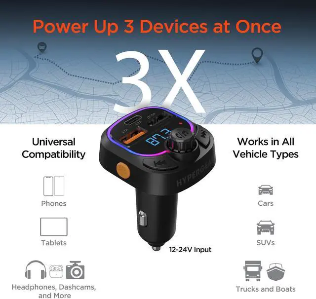 Alt view image 6 of 7 - HyperGear IntelliCast Road FM Transmitter Car Charger