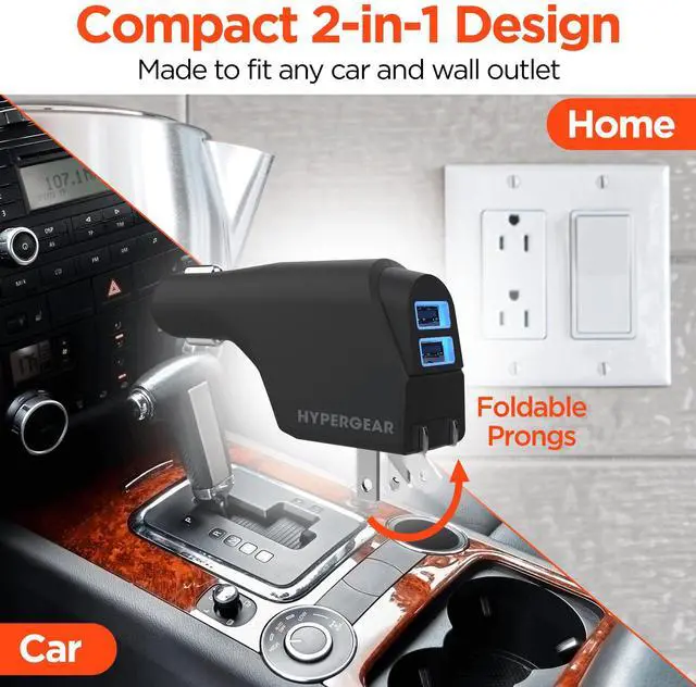 Alt view image 6 of 7 - HyperGear Hybrid 2.1A Dual USB Car/Wall Charger