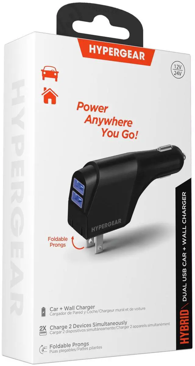 Alt view image 7 of 7 - HyperGear Hybrid 2.1A Dual USB Car/Wall Charger