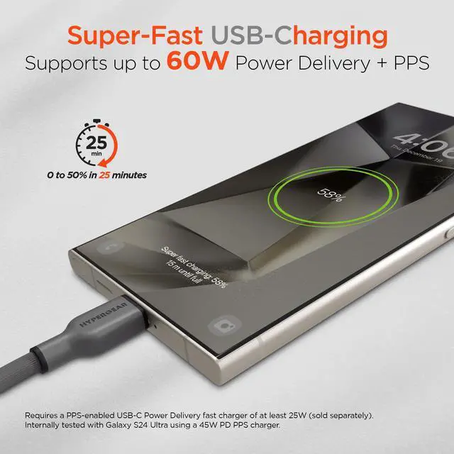 Alt view image 6 of 7 - HyperGear Flexi PRO USB-C to USB-C Cable 6ft Grey