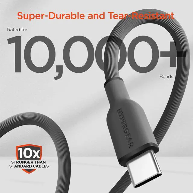 Alt view image 5 of 7 - HyperGear Flexi PRO USB-C to USB-C Cable 6ft Grey