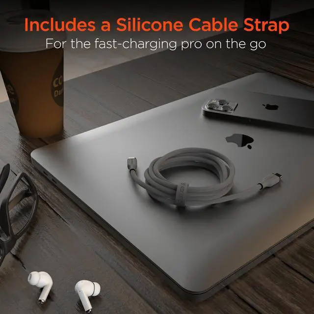 Alt view image 7 of 7 - HyperGear Flexi PRO USB-C to USB-C Cable 6ft Grey
