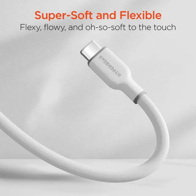 Alt view image 4 of 7 - HyperGear Flexi PRO USB-C to USB-C Cable 10ft White