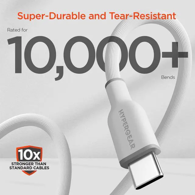 Alt view image 5 of 7 - HyperGear Flexi PRO USB-C to USB-C Cable 10ft White