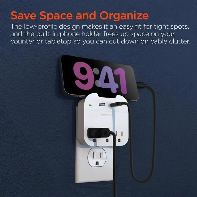 Alt view image 5 of 7 - HyperGear Wall Adapter Power Strip Phone Charger with 3 Outlets