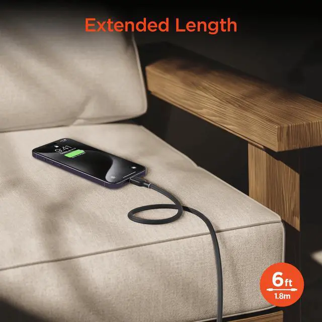 Alt view image 7 of 7 - HyperGear Flexi PRO USB-C to Lightning Cable 6ft