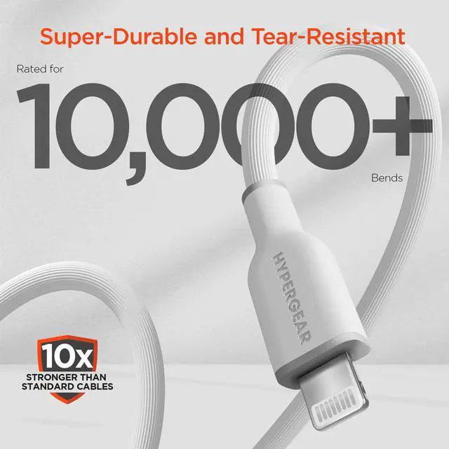 Alt view image 3 of 7 - HyperGear Flexi PRO USB-C to Lightning Cable 6ft White