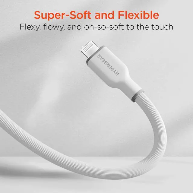 Alt view image 2 of 7 - HyperGear Flexi PRO USB-C to Lightning Cable 6ft White