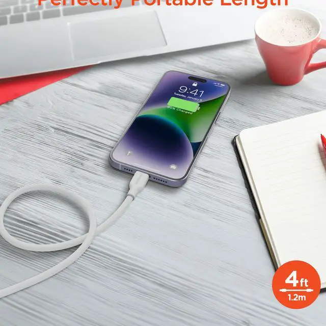 Alt view image 7 of 7 - HyperGear Flexi PRO USB-C to Lightning Cable 4ft White