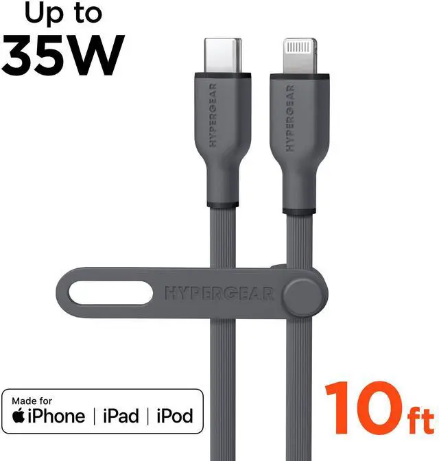 Main image of HyperGear Flexi PRO USB-C to Lightning Cable 10ft Grey