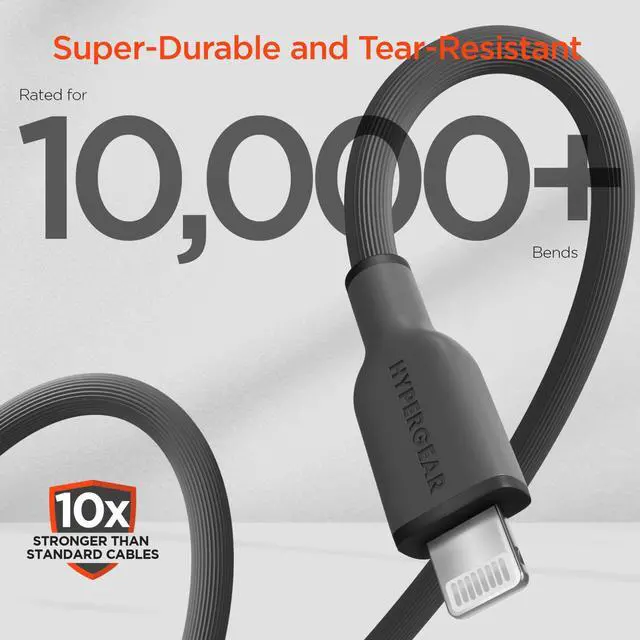 Alt view image 4 of 7 - HyperGear Flexi PRO USB-C to Lightning Cable 10ft Grey