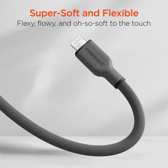 Alt view image 2 of 7 - HyperGear Flexi PRO USB-C to Lightning Cable 10ft Grey