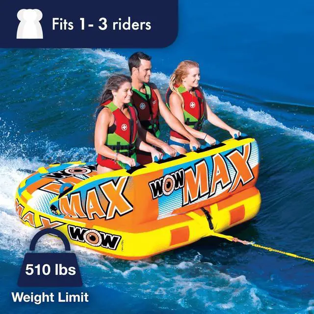 Alt view image 5 of 5 - WOW Watersports Max Inflatable Towable Deck Tube for up to 3 Riders