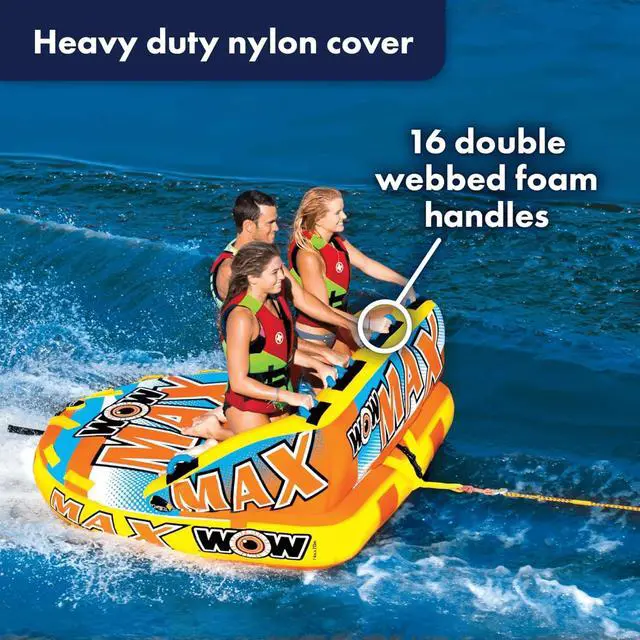 Alt view image 3 of 5 - WOW Watersports Max Inflatable Towable Deck Tube for up to 3 Riders
