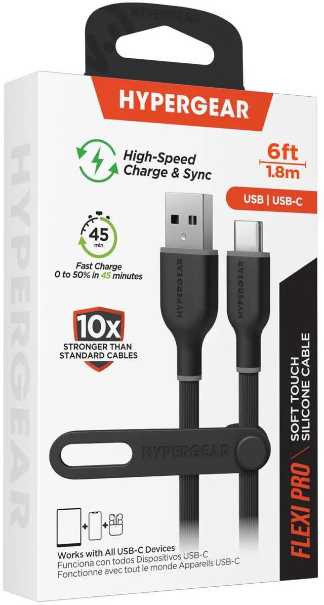 Alt view image 2 of 5 - HyperGear Flexi PRO USB to USB-C Cable 6ft