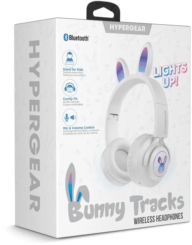 Alt view image 6 of 7 - HyperGear Bunny Tracks Wireless Light-Up Headphones White