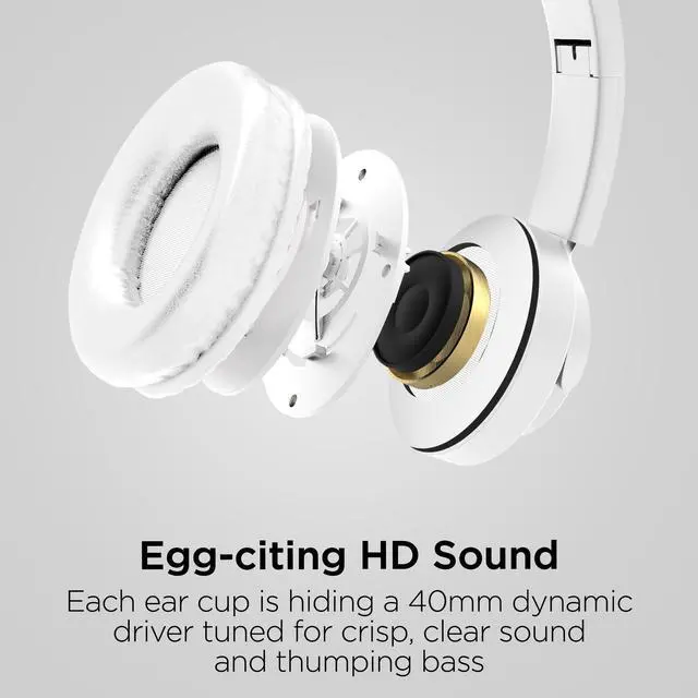 Alt view image 3 of 7 - HyperGear Bunny Tracks Wireless Light-Up Headphones White