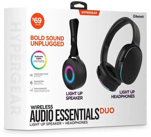 Alt view image 2 of 5 - HyperGear Audio Essentials Headphones and Speaker Duo Black