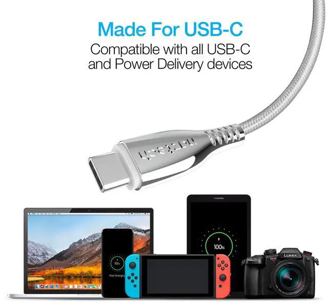 Alt view image 6 of 7 - Naztech Titanium USB-C to USB-C Braided Cable 6ft