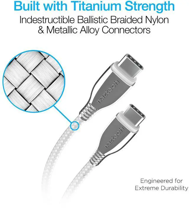 Alt view image 7 of 7 - Naztech Titanium USB-C to USB-C Braided Cable 6ft