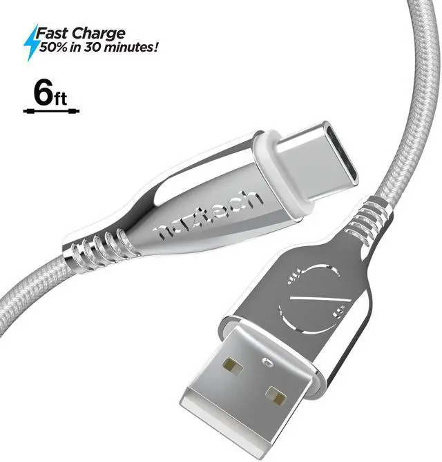 Main image of Naztech Titanium USB to USB-C Braided Cable 6ft