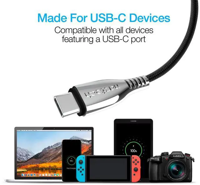 Alt view image 5 of 9 - Naztech 15499 6-Ft. Titanium USB to USB-C Braided Cable (Black)