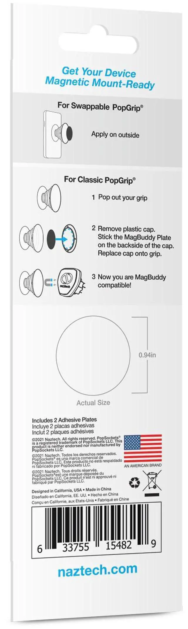 Alt view image 7 of 7 - Naztech MagBuddy Universal Round Plates Compatible