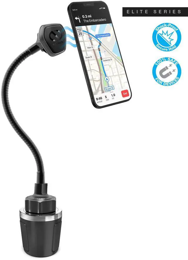 Alt view image 2 of 8 - Naztech MagBuddy Elite XL Car Cup Holder Cell Phone Mount [Hands Free - Easily Install] Universal Compatibility for iPhone 15/14/13/Pro Max/Pro, Galaxy S23/S22, Pixel, Devices & More [Black] 15475