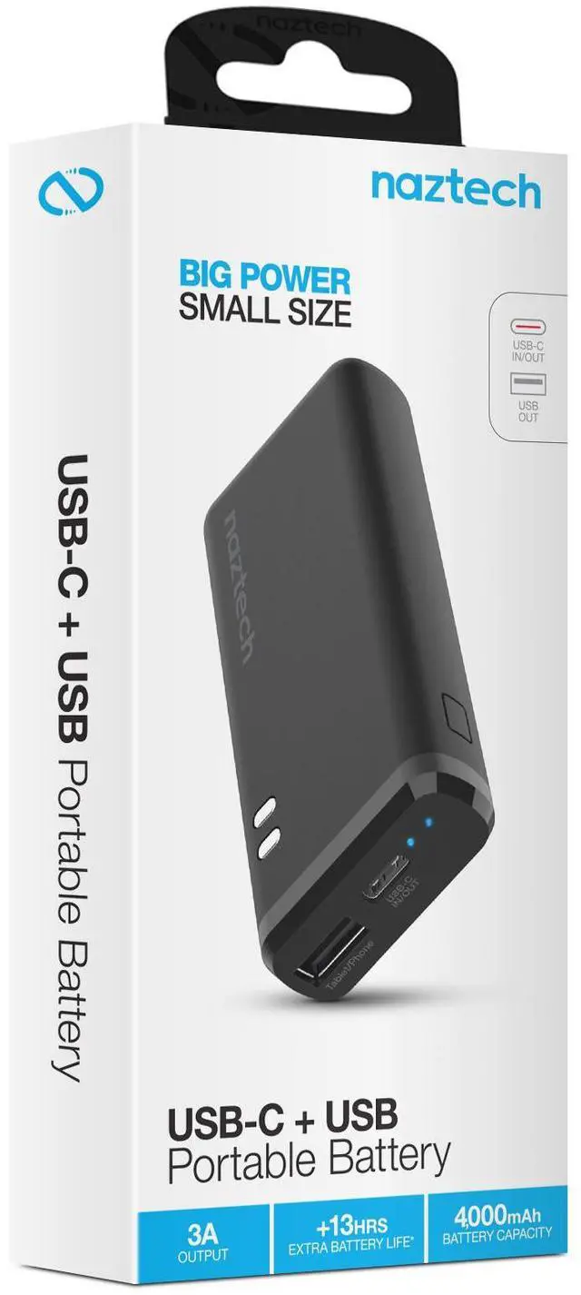 Alt view image 2 of 3 - Naztech 4000mAh USB-C + USB Power Bank