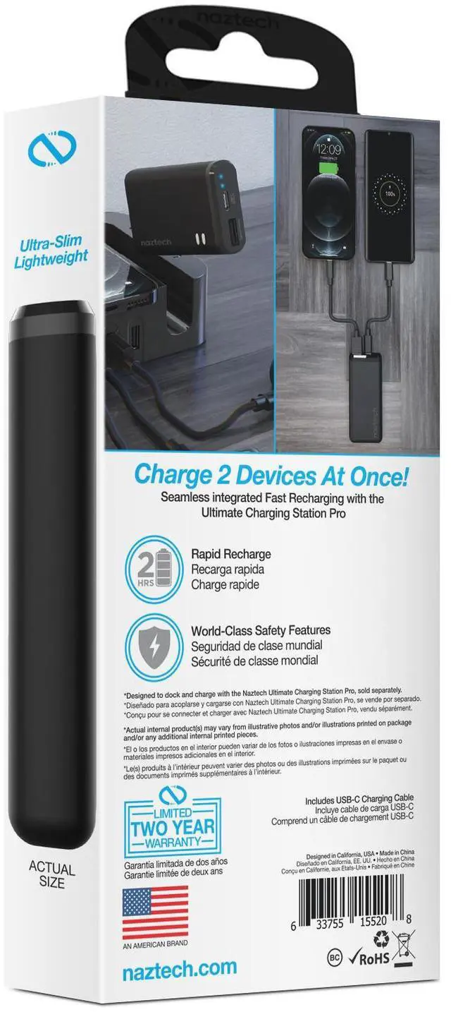 Alt view image 3 of 3 - Naztech 4000mAh USB-C + USB Power Bank