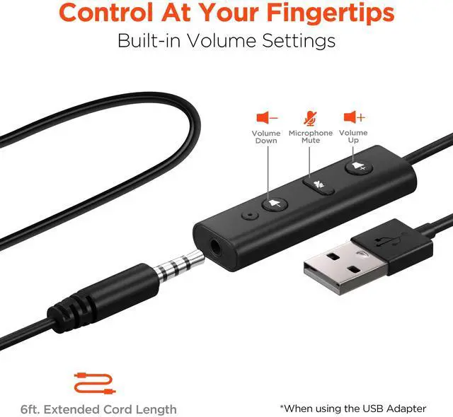 Alt view image 5 of 7 - HyperGear V100 Office Professional Wired Headset w 6 Ft Cord