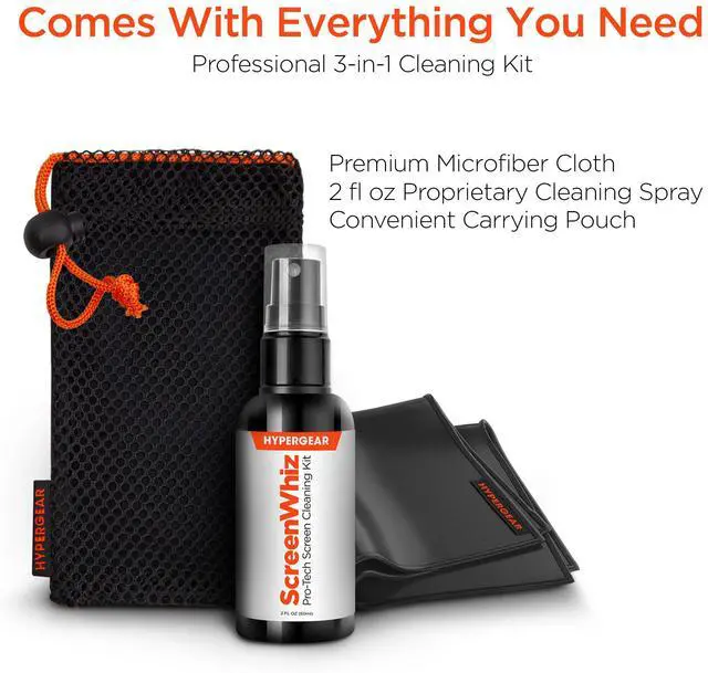 Alt view image 2 of 7 - HyperGear ScreenWhiz 3-in-1 Screen Cleaning Kit with Cloth & Solution