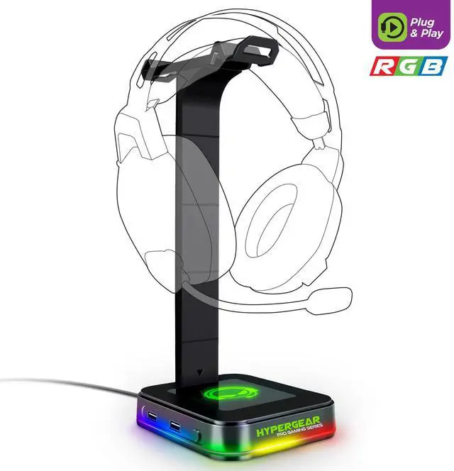 Main image of HyperGear RGB Command Station Headset Stand with 6 Color Light Effects