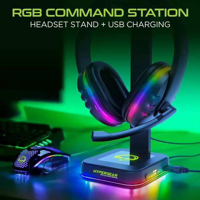 Alt view image 2 of 7 - HyperGear RGB Command Station Headset Stand with 6 Color Light Effects