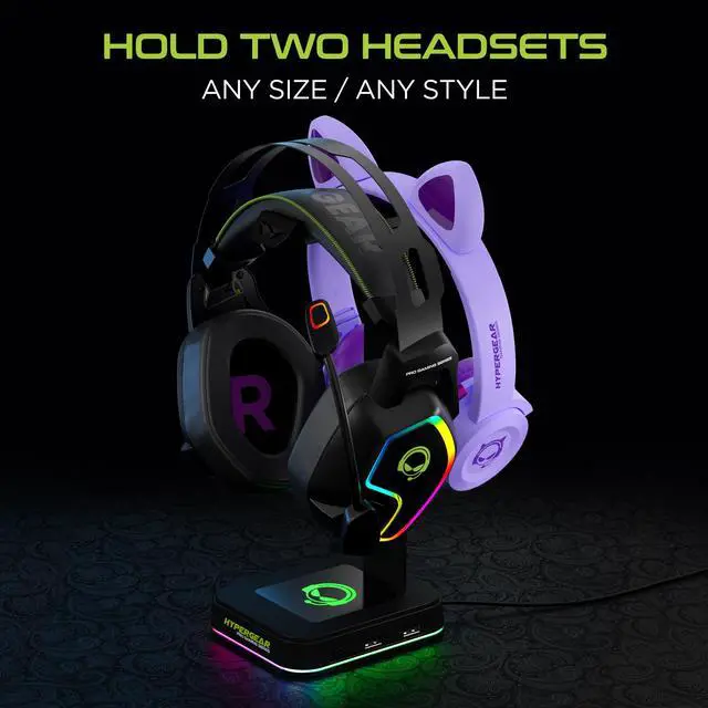 Alt view image 3 of 7 - HyperGear RGB Command Station Headset Stand with 6 Color Light Effects