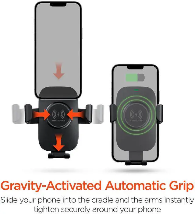 Alt view image 3 of 7 - HyperGear Gravity 15W Wireless Fast Charge Mount - Hands-Free